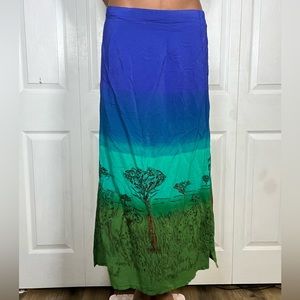 SA Designs Bohemian Maxi Skirt – Vibrant Ombre with Tree Silhouette Print